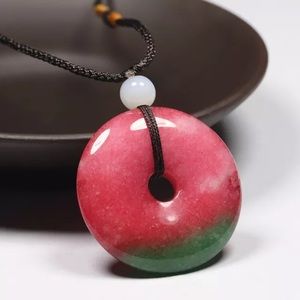 RARE Natural JADE BICOLORED NATURAL PENDANT NECKLACE ALL NATURAL